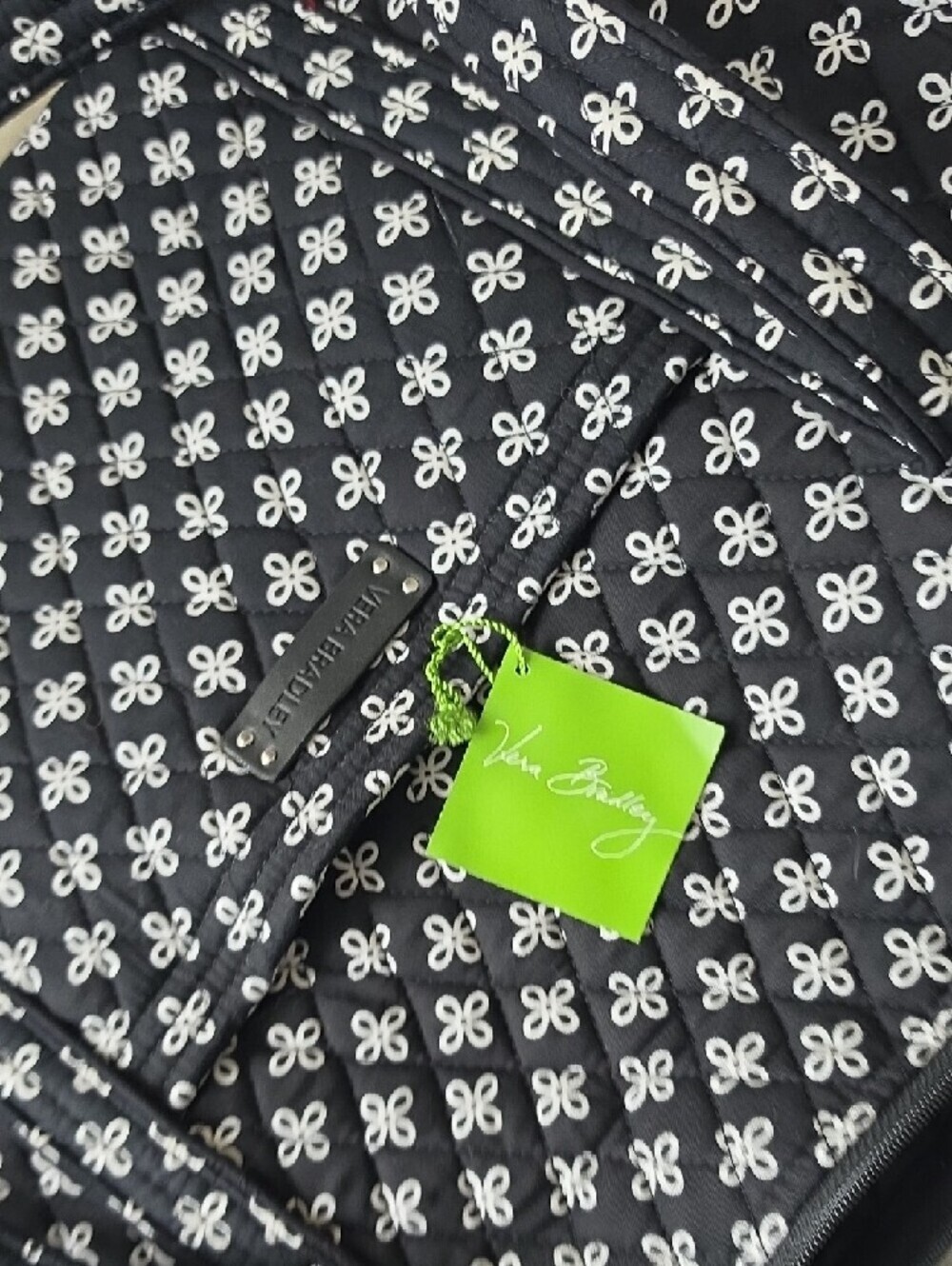 Large Black Quilted Vera Bradley Tote Bag - Picture 7 of 9